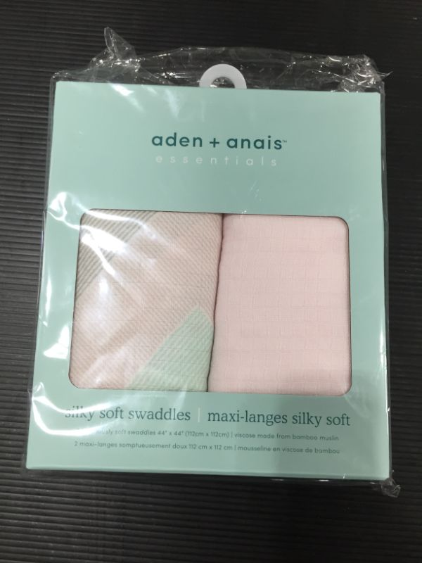 Photo 2 of Aden by Aden + Anais Silky Soft Swaddle Baby Blanket, 100% Cotton Bamboo Muslin, Large 44 X 44 Inch, 2 Pack, Ziggy Pink
