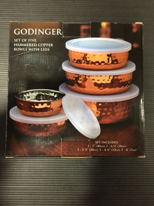 Photo 2 of Godinger 5-Pc. Hammered Copper Storage Bowl Set
