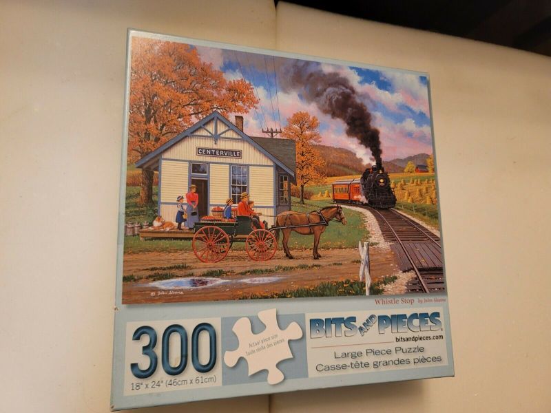 Photo 1 of 300 Piece John Sloane Art Puzzle "Whistle Stop" Large Format New 18"x 24"
