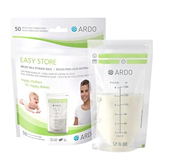 Photo 1 of Ardo Easy Store - 50 Extra-Strong Breast Milk Storage Bags for Fridge and Freezer (180ml, 6 fl.oz.), with Easy-to-Read Scaling, 50 Bags, Stackable and Self-Standing
