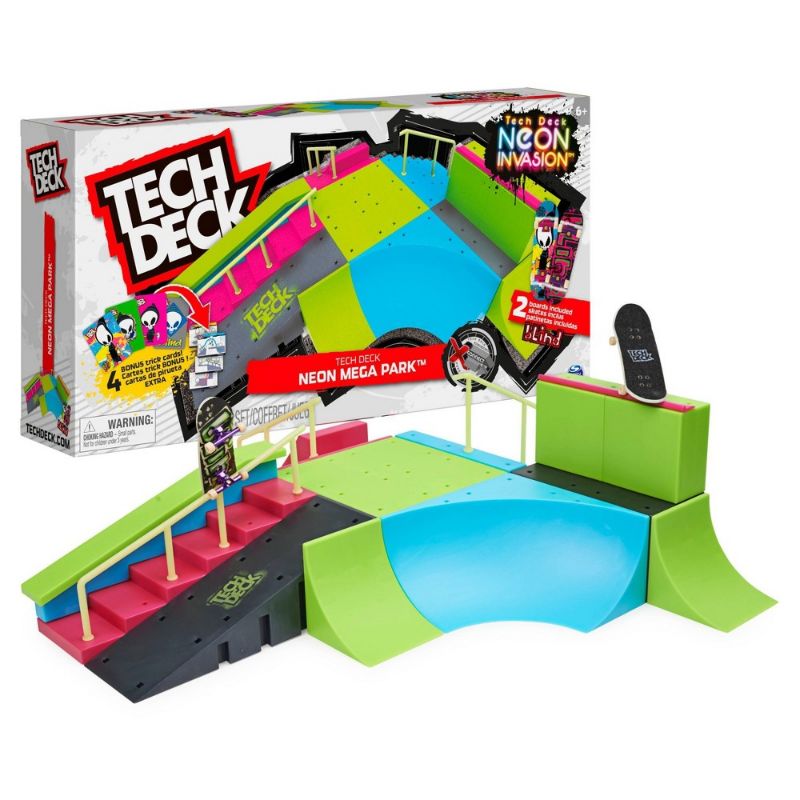 Photo 1 of Tech Deck Neon Mega Park X-Connect Creator Glow-in-the-Dark Customizable Ramp Set with Two Fingerboards Kids Toy for Boys and Girls Ages 6 and up
