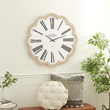 Photo 1 of Deco 79 Farmhouse Wood Wall Clock, 33" W x 33" H, White
