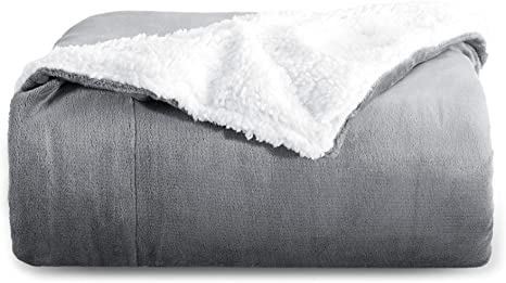 Photo 1 of BEDSURE Sherpa Fleece Blanket Throw Size Grey Plush Throw Blanket Fuzzy Soft Blanket Microfiber 88 X 90
