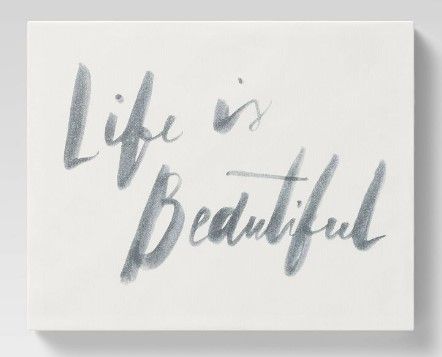 Photo 1 of 16" x 20" Life is Beautiful Decorative Unframed Wall Canvas Black - Threshold™

