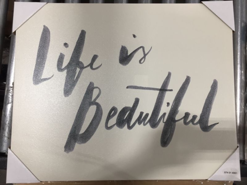 Photo 1 of 16" x 20" Life is Beautiful Decorative Unframed Wall Canvas Black - Threshold™

