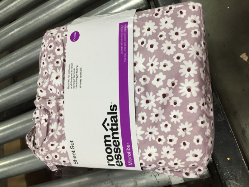 Photo 2 of Amazon Basics Lightweight Super Soft Easy Care Microfiber Bed Sheet Set with 14” Deep Pockets - Queen, Pink Mini Floral
