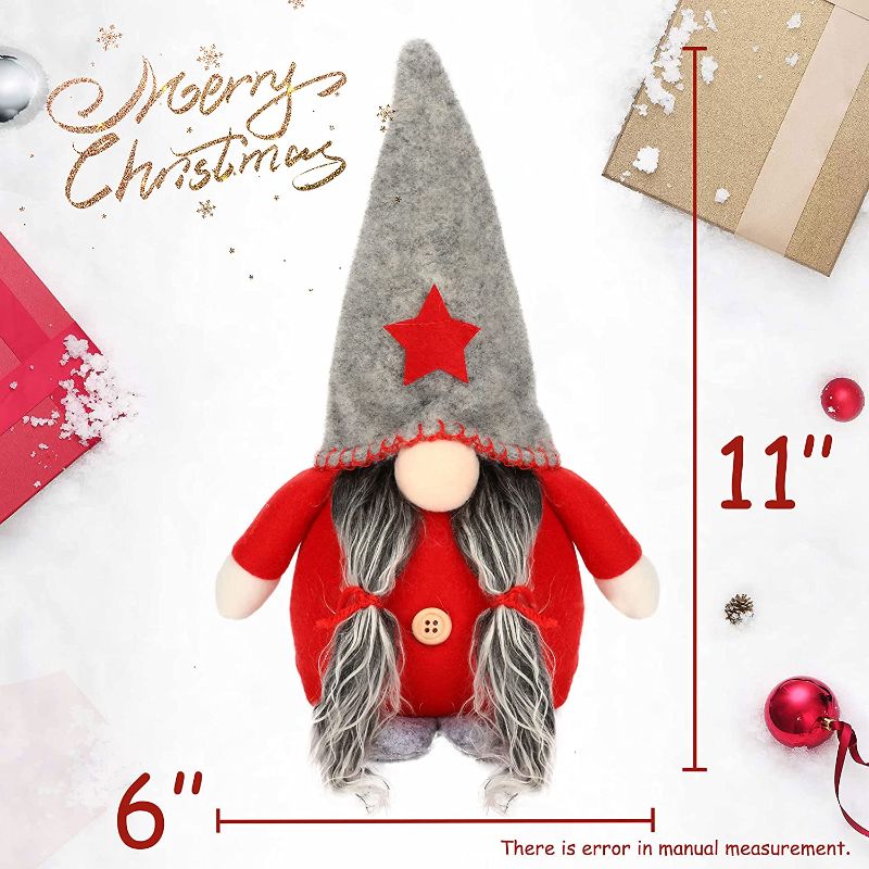 Photo 1 of Hopearl 3 Pcs Christmas Gnomes Set Plush Swedish Tomte Nisse Figurines Handmade Santa Claus Elf Home Desktop Collectible Doll Stuffed Decor Holiday Party Supplies Table Ornament, 11''
