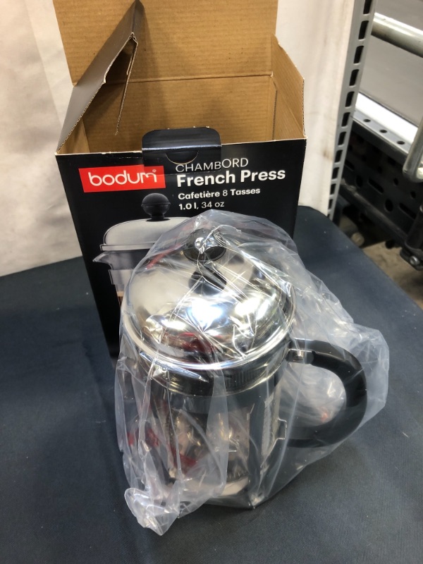 Photo 2 of Bodum 1928-16US4 Chambord French Press Coffee Maker, 1 Liter, 34 Ounce, Chrome
