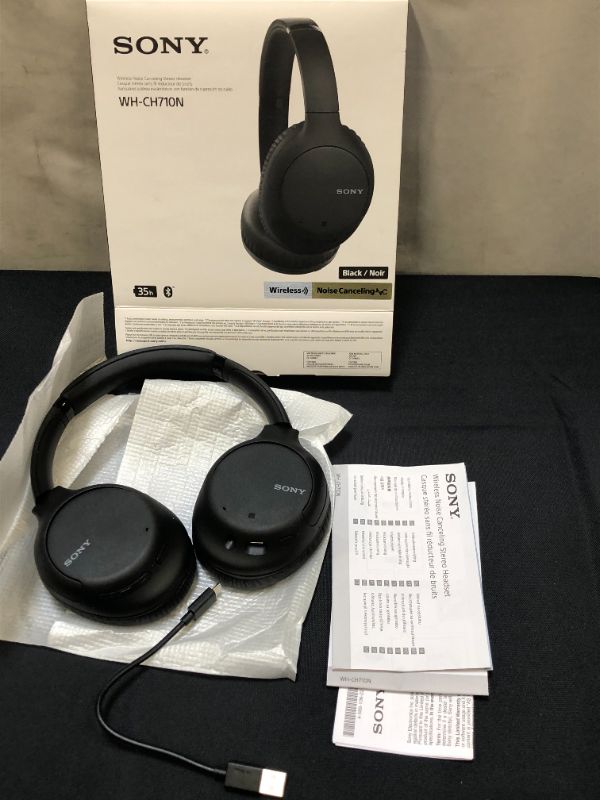 Photo 2 of Sony Noise Cancelling Headphones WHCH710N: Wireless Bluetooth Over the Ear Headset with Mic for Phone-Call, Black 