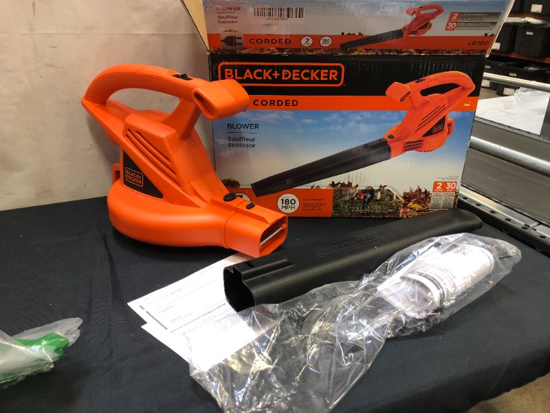 Photo 1 of BLACK+DECKER Electric Leaf Blower, 7-Amp (Box damaged but item inside it's good condition)