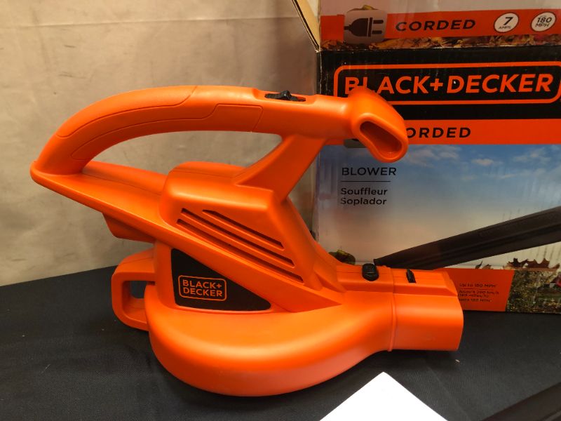 Photo 1 of BLACK+DECKER Electric Leaf Blower, 7-Amp (Box damaged but item inside it's good condition)