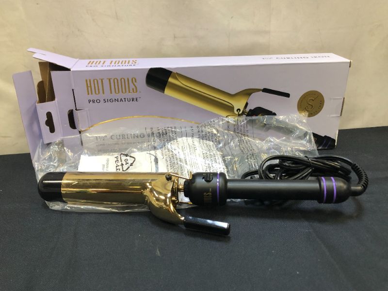 Photo 2 of Hot Tools Pro Signature 24K Gold Curling Iron/Wand | Long-Lasting, Defined Curls, (1-1/2 in)
