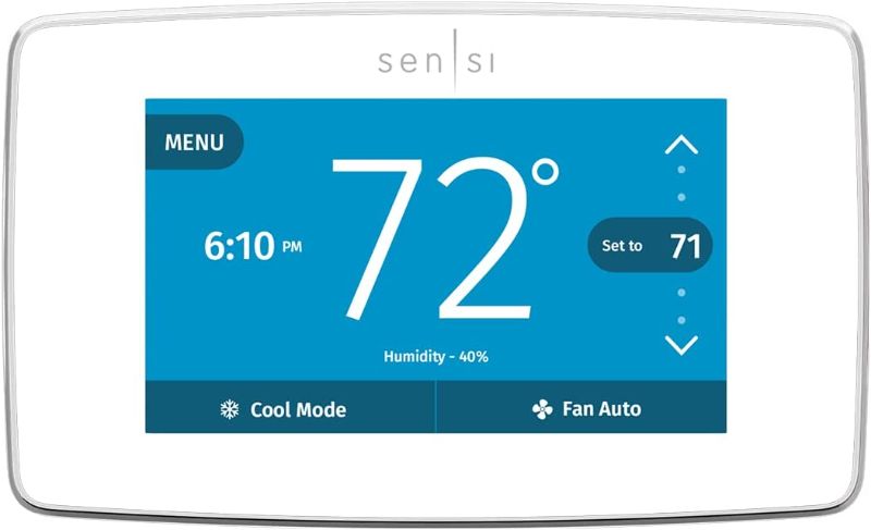 Photo 1 of EMERSON Sensi Touch Wi-Fi Smart Thermostat with Touchscreen Color Display, Works with Alexa, Energy Star Certified, C-wire Required, ST75W , White
