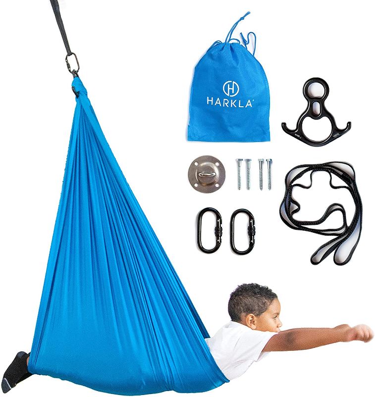 Photo 1 of Harkla Indoor Swing for Kids - Indoor Sensory Swing Great for Autism, ADHD, and Sensory Processing Disorder - Therapy Swing has a Calming Effect on Children with Sensory Needs
