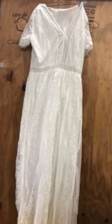 Photo 1 of -SIZE LARGE- White Boho Lace Dress Short Sleeve 