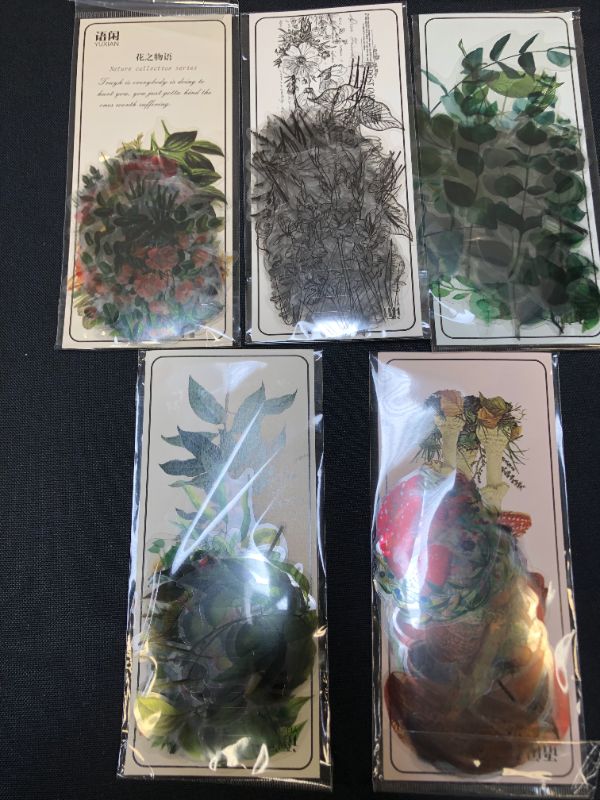 Photo 2 of  Flower Eucalyptus Plant Stickers Set - Transparent Waterproof Decorative Decals for Scrapbook DIY Crafts Album Bullet Journal Planner Water Bottles Phone Cases Laptops 5 packets
