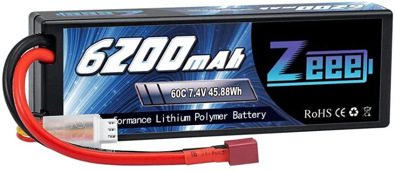 Photo 1 of Zeee 7.4V 60C 6200mAh 2S RC Lipo Battery Hardcase with Deans Connector for RC Vehicles Car Truck Truggy Boat(1 Pack)
