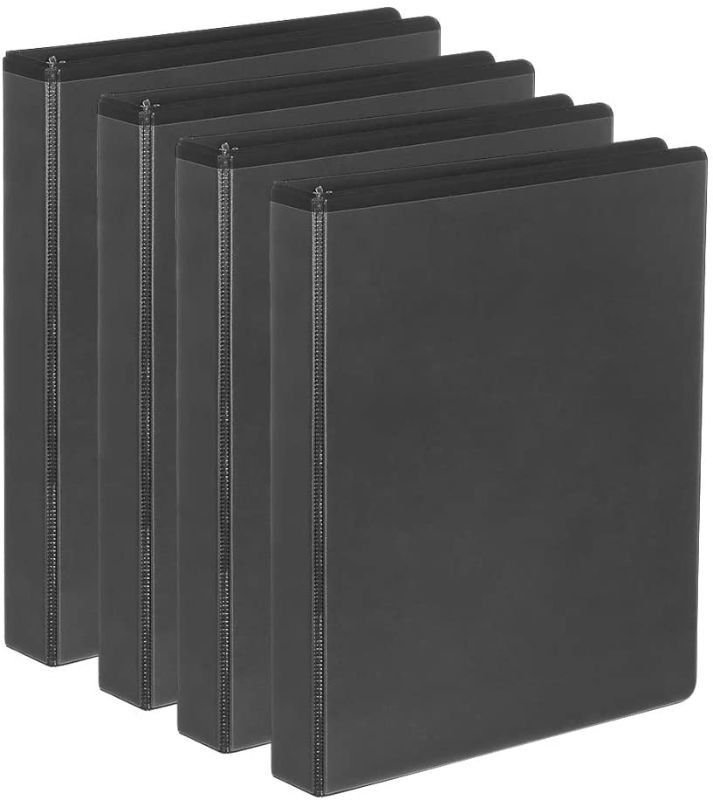 Photo 1 of Comix Durable 3-Ring Binder with 1-inch D-Shaped Rings can Hold up to 225 Sheets of Paper, 4 Pack (A2133-4) (Black)
