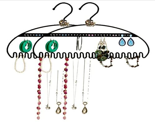 Photo 1 of 2 Pack - Hang It Jewelry Organizer - Stores Earrings, Bracelets, Rings and Necklaces | Perfect Solution to Messy & Tangled Jewelry Boxes | Extremely Durable - 3MM Steel | Black
