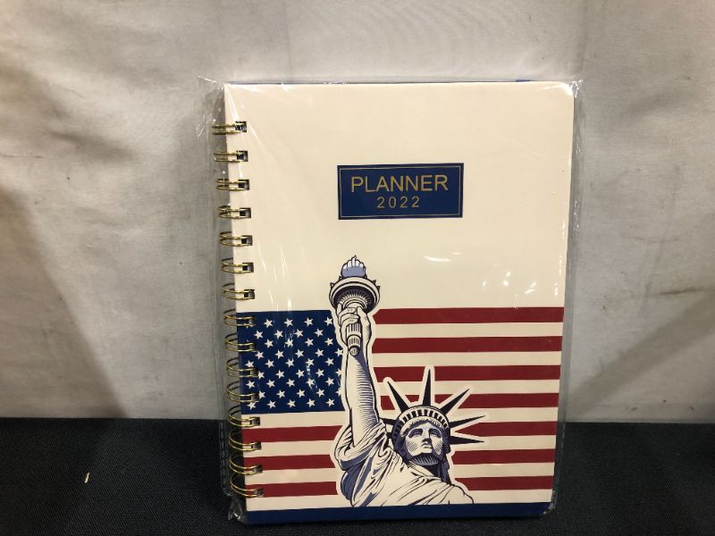 Photo 1 of 2022 Planner - Agenda 2022 with Prelabeled Monthly Tabs, January 2022 - December 2022, 6.3" x 8.4", Twin-Wire Binding, Elastic Closure & Inner Pocket

