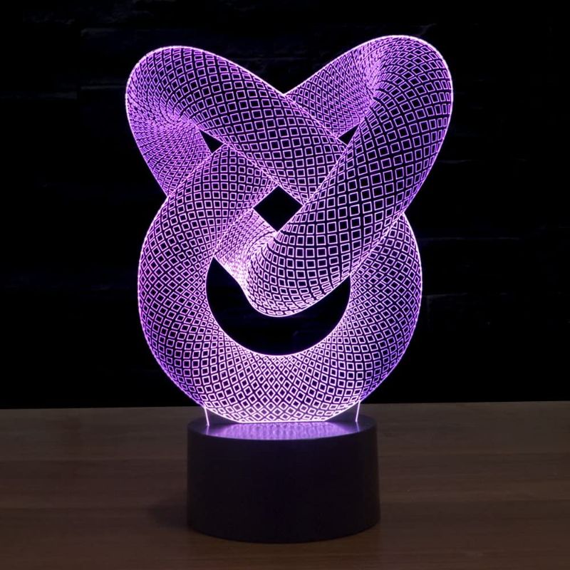 Photo 1 of Ornerx 3D Illusion Lamp Love Knot LED Night Light Kids Gifts Home Decor
