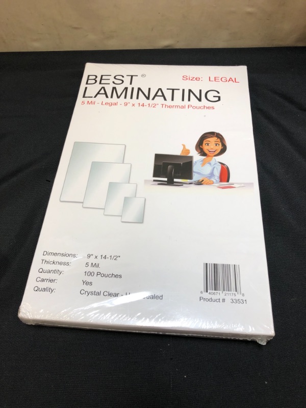 Photo 2 of Laminating Pouches, Legal Size, Best Laminating Brand, 5 Mil, Clear Legal Size, Thermal Laminating Pouches, 9 X 14.5 Inches, 100 Pouches
