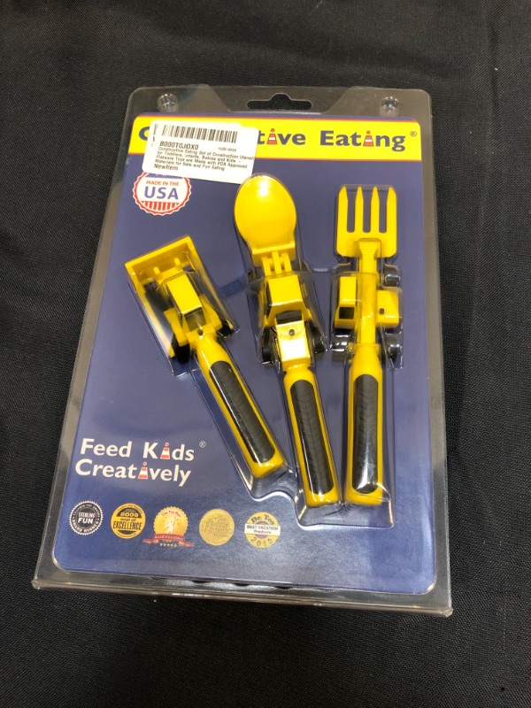 Photo 2 of Constructive Eating Made in USA Set of 3 Construction Utensils for Toddlers, Infants, Babies and Kids - Made with Materials Tested for Safety
