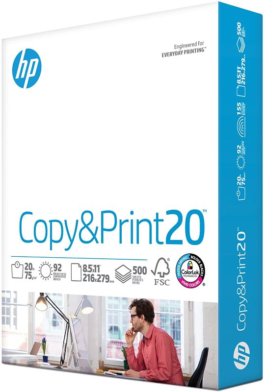 Photo 1 of hp Printer Paper | 8.5 x 11 Paper | Copy &Print 20 lb | 1 Ream Case - 500 Sheets| 92 Bright | Made in USA - FSC Certified | 200060
2 PACK 