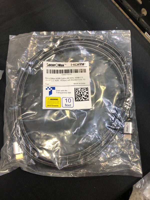 Photo 1 of HDMI Cable (4K 60Hz, HDCP 2.2, HDR, 18Gbps) with Braided Cord, 10 Feet
