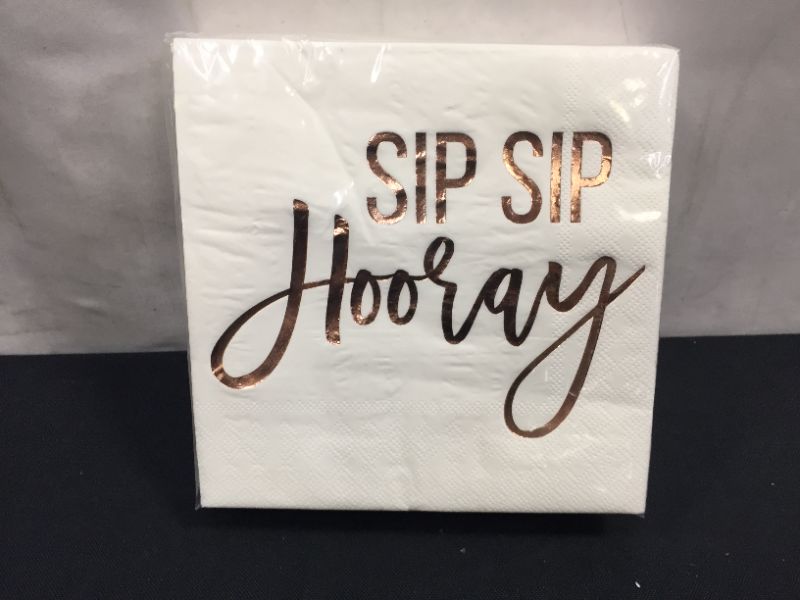 Photo 2 of  6.5-inch, 50-Pack, Metallic Tableware for Engagement Party, 65th Birthday, Wedding, Graduation, Bachelorette, Party Paper Napkins in Bulk