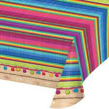 Photo 1 of 1 Pack Creative Converting 324357 All Over Print Plastic Table cover, 54 x 102", Serape

