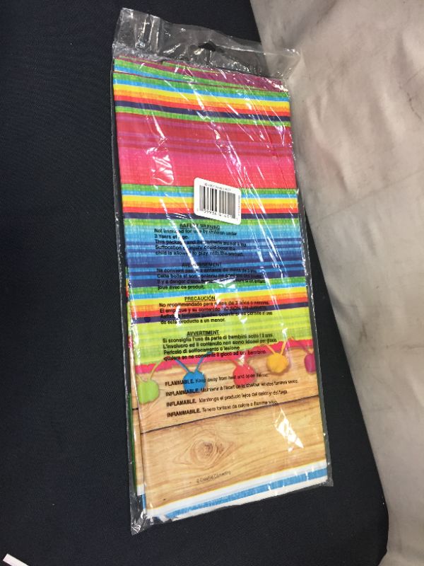 Photo 2 of 1 Pack Creative Converting 324357 All Over Print Plastic Table cover, 54 x 102", Serape
