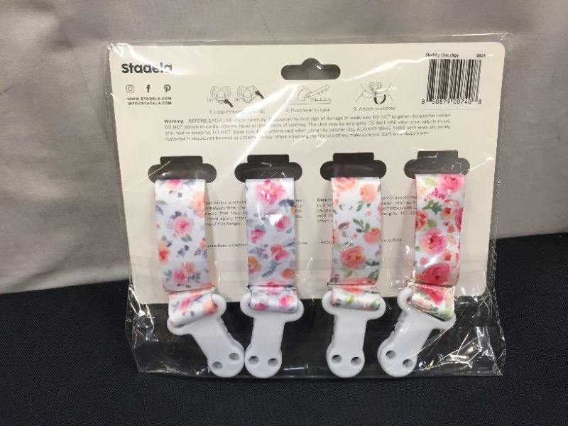 Photo 3 of Baby Pacifier Clip Leash Teether Soother Toy Holder Floral Pack of 4 STADELA
