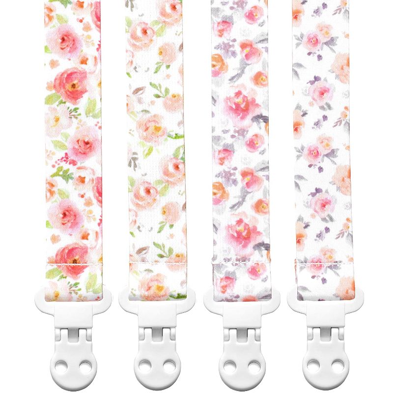 Photo 1 of Baby Pacifier Clip Leash Teether Soother Toy Holder Floral Pack of 4 STADELA
