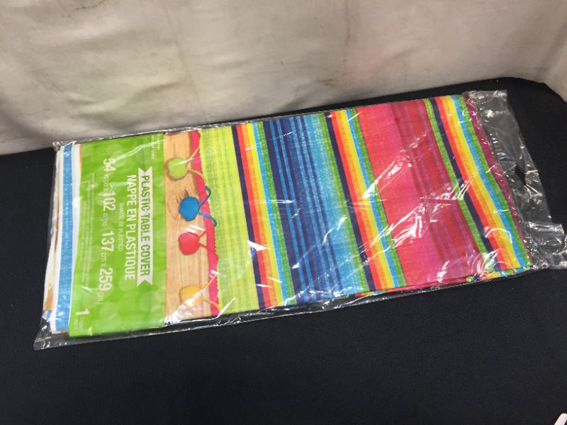 Photo 2 of 1 Pack Creative Converting 324357 All Over Print Plastic Table cover, 54 x 102", Serape
