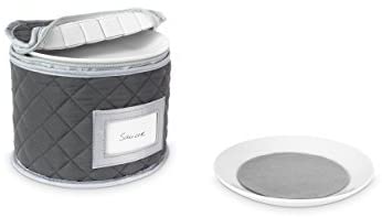 Photo 1 of China Storage Case - Saucer or Small Plate Quilted Case - 7 inches diameter x 6 inches height - Gray - Includes 12 Felt Separators
