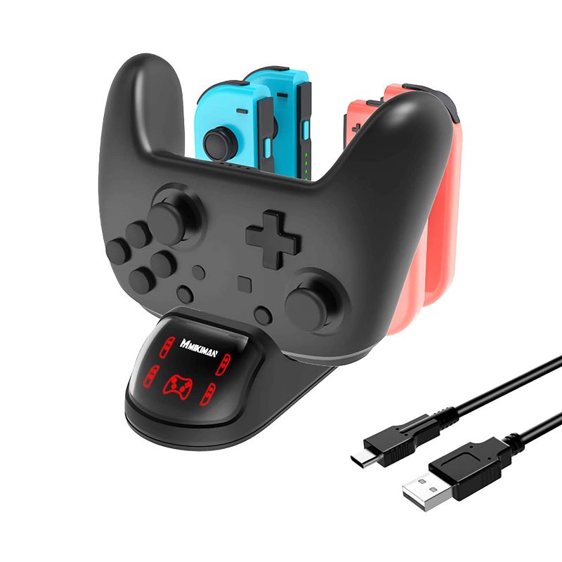 Photo 1 of AKNES Switch Pro Controller Charging Dock, Charger Station for 4 Nintendo Switch OLED Joy-con Controllers with USB Type-C Charging Cord and Charging Indicator, 5 in 1 Charging Stand Station
