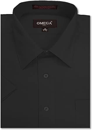 Photo 1 of OmegaTux Mens Short Sleeve Solid Color Dress Shirts 3XL