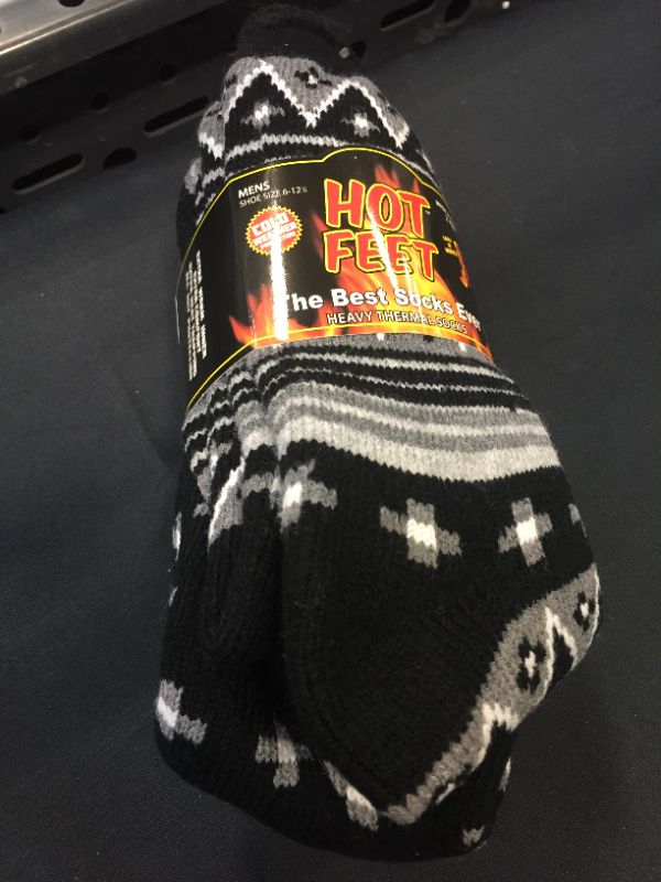 Photo 1 of Hot Feet - 2 Pack Cozy, Heated Thermal Socks for Men, Warm, Patterned Crew Socks 6-12
