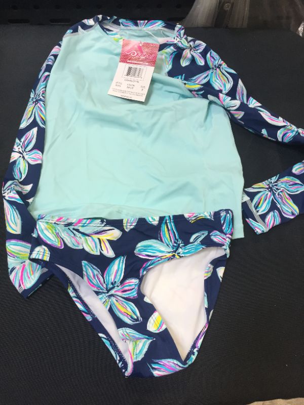 Photo 2 of Girl size 8 Long Sleeve Two Piece Swim Rash Guard Set, 