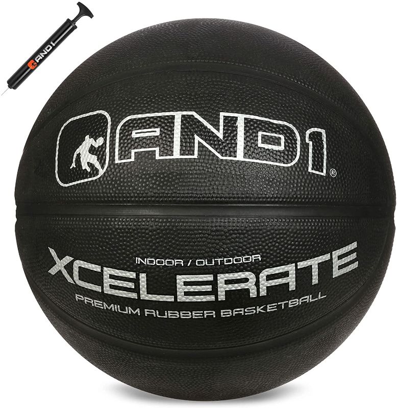 Photo 1 of AND1 Xcelerate Rubber Basketball (Inflated) OR (Deflated w/Pump Included): Official Regulation Size 7 (29.5”) Streetball, Made for Indoor and Outdoor Basketball Games
