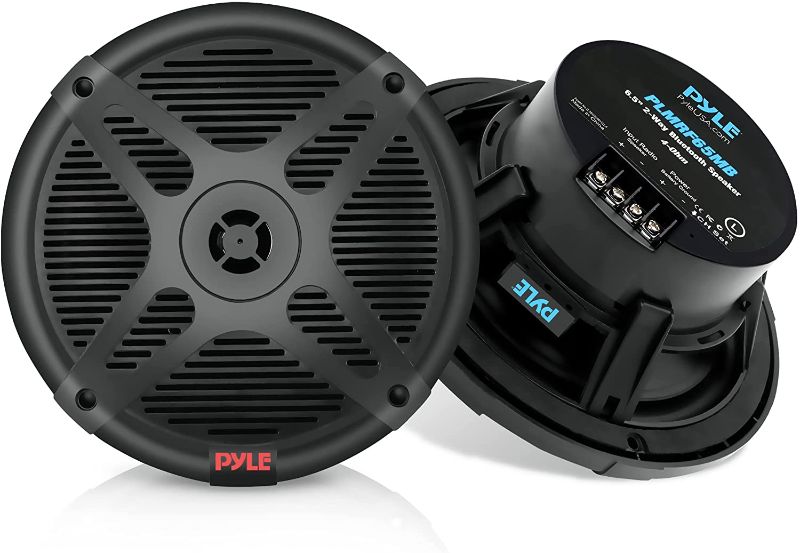 Photo 1 of 6.5 Inch Marine Speakers - 2-way IP-X4 Waterproof and Weather Resistant Outdoor Audio Dual Stereo Sound System with 600 Watt Power and Low Profile Design - 1 Pair - Pyle PLMR652B (Black)
