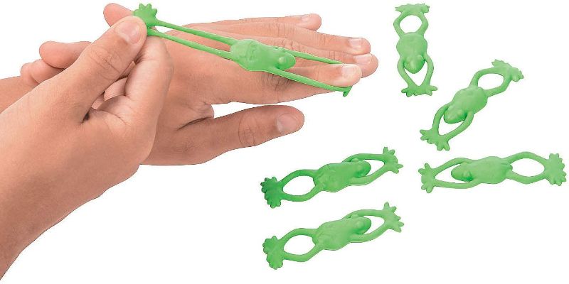 Photo 1 of Fun Express - Stretchable Flying Frogs - Toys - Value Toys - Sticky & Stretch Toys - 12 Pieces
