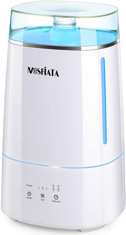 Photo 1 of MOSFiATA 3.5L Warm and Cool Mist Humidifier, Top Fill Ultrasonic Air Humidifiers with Timer, 35 Working Hrs 7 Colors NightLight and 3 Levels Humidity Monitor for Office Home Baby Room
