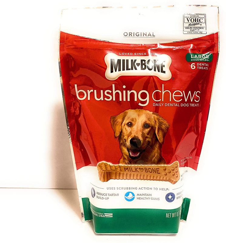 Photo 1 of Milk-Bone Original Brushing Chews Daily Dental Dog Treats, Large, 6 count 09/2022