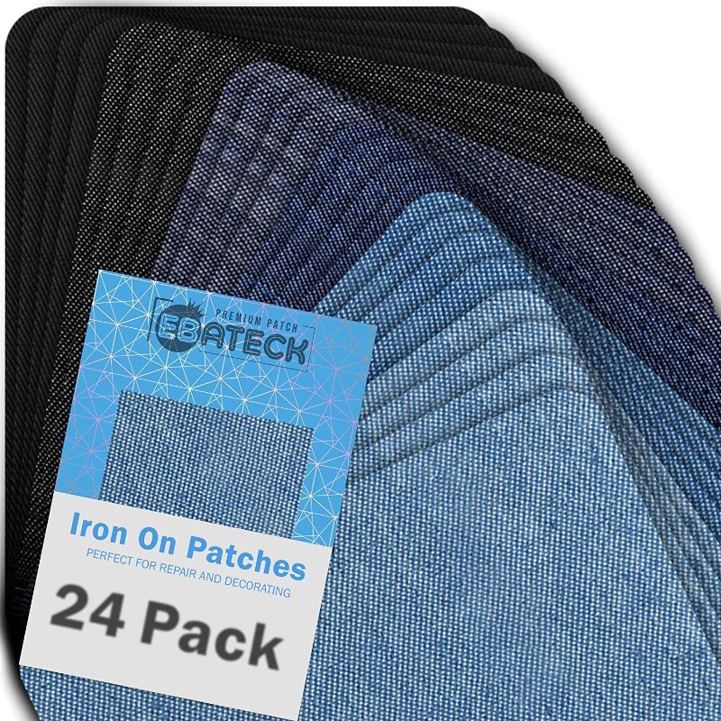 Photo 1 of Ebateck Patches for Clothing Repair, 3.7-Inch by 4.9-Inch, Seamless Cotton Clothes Fabric Patches Kit, 6 Assorted Colors
