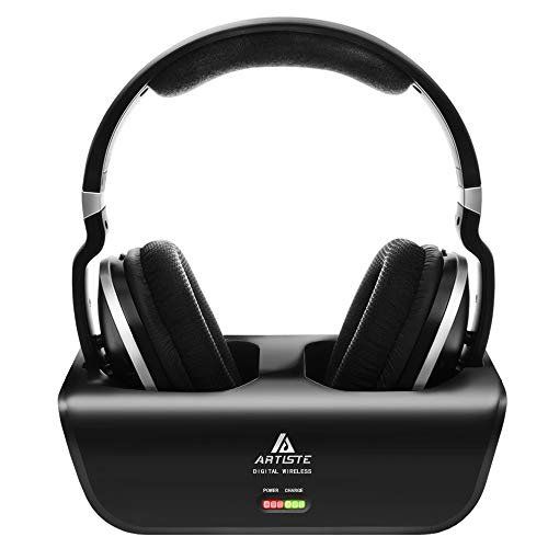 Photo 1 of Wireless TV Headphones, Artiste ADH300 2.4GHz Digital Over-Ear Stereo Headphone for TV 100ft Distance Transmitter Charging Dock Rechargeable (Black)
