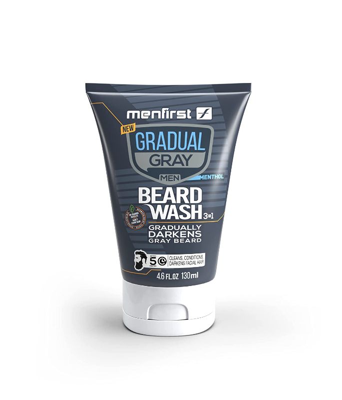 Photo 1 of MENFIRST Gradual Gray Darkening Beard Wash Shampoo for Men, Reduces White Beard Color, 4.6 oz
