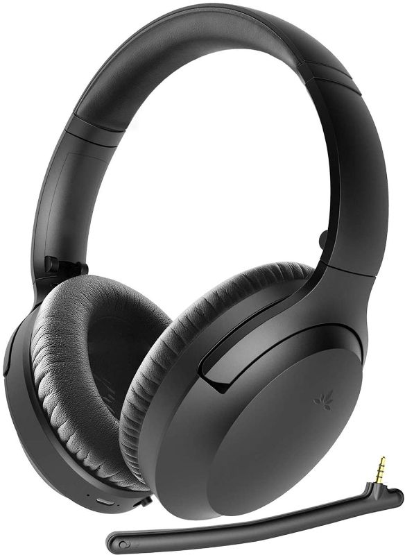 Photo 1 of Avantree Aria Bluetooth 5.0 Noise Cancelling Headphones Headset for Music & Calls, Dual Microphone, Boom Mic & Built-in Mic, Comfortable 35H, Over Ear Wireless & Wired for Phone PC Computer Laptop
