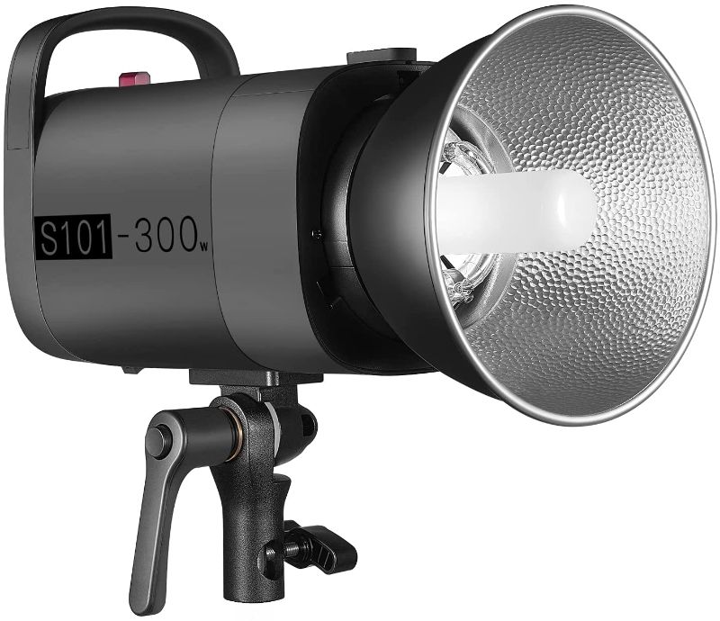 Photo 1 of Neewer S101-300W Professional Studio Monolight Strobe Flash Light 300W 5600K with Modeling Lamp, Aluminium Alloy, Bowens Mount for Studio, Shooting, Product and Portrait Photography
